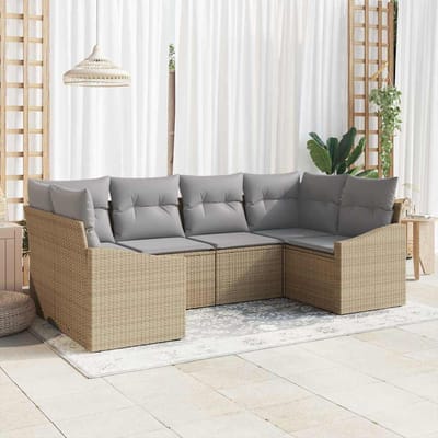 vidaXL Bankstel 6 st Beige poly rattan