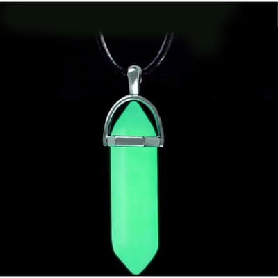 Nouveau Collier en Pierre Naturelle Brillant dans le Noir Pour Femmes Cristal de Quartz Pendentif Hexagonal Chaîne Mode Fête Bijoux Lumineux Leather Chain gray