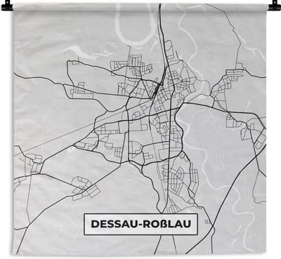 Wandkleed - Wanddoek - Duitsland - Plattegrond - Kaart - Dessau-Roẞlau - Stadskaart - 180x180 cm - Wandtapijt