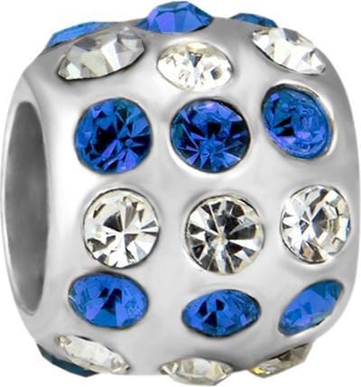Quiges - 925 - Zilveren - Bedels -Sterling zilver - Beads - Zirkonia Blauw Kraal Charm - Geschikt – voor - alle bekende merken - Armband Z218