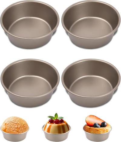 Ronde mini-bakvormen, kleine ronde taartvorm, diameter 11 cm/4 cm diep, taartvorm van koolstofstaal, ronde bakvorm met anti-aanbaklaag, voor het bakken van taartbodem/dessert/brood