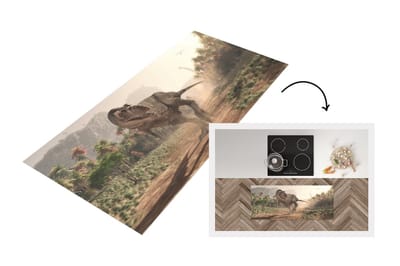 Keukenloper - Loper keuken - Kinderkamer - Dinosaurus - Stof - 120x50 cm - Keukenloper vinyl