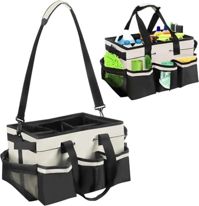 Ruime Schoonmaak Caddy Organizer met Handvat, Vouwbare Waterdichte Opbergzak voor Schoonmaakmiddelen en Tuingereedschap