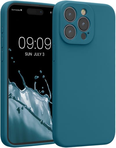kwmobile telefoonhoesje geschikt voor Apple iPhone 15 Pro Max - TPU backcover met siliconen coating - Smartphone case in mat petrol