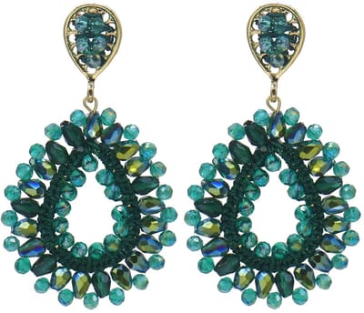 Oorbellen facetglas - groen - 5,5x3,5 cm