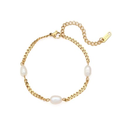 Unique Treasure Lunaria Armband met Zoetwaterparels – 18K Verguld RVS – Verstelbare Dames Armband – Waterbestendig – Cadeau voor Haar