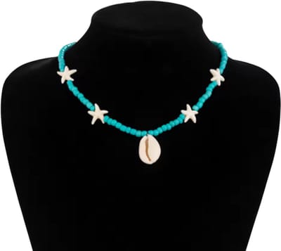 Zeester Choker Ketting voor Dames en Heren – Zeester Kralen Ketting, Clavicle Ketting -Zomers Strand Sieraad - Trendy Mode Sieraden - Blauw