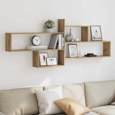 vidaXL - Wandschap - 167,5x18x68 - cm - bewerkt - hout - artisanaal - eikenkleurig