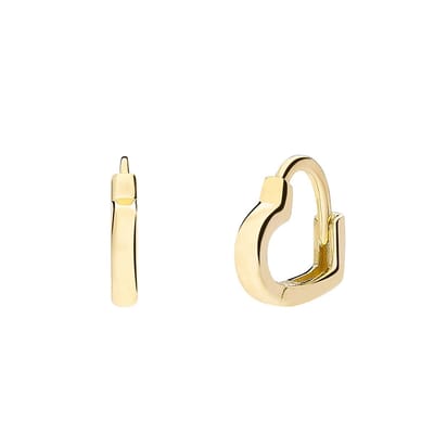 Lucardi Kinder Zilveren goldplated oorringen hart - Oorbellen - 925 Zilver - Goudkleurig