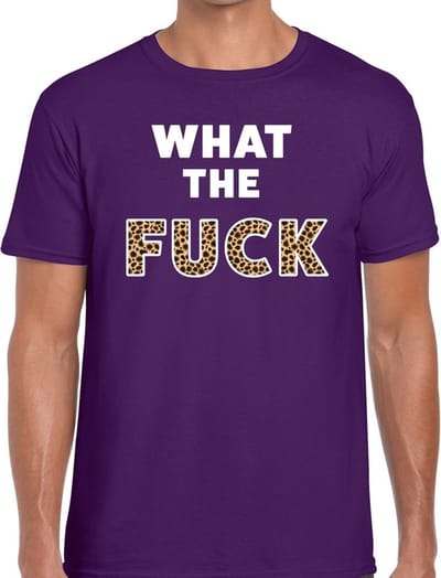 What the Fuck tijgerprint tekst t-shirt paars voor heren - heren feest t-shirts S