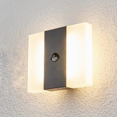 Lindby LED-sensor buitenwandlamp Kumi, grafiet, IP44