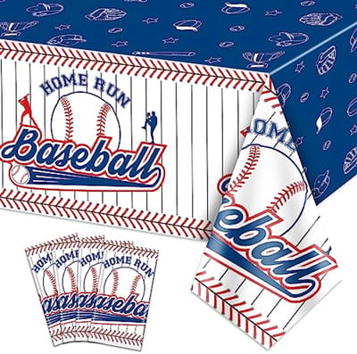 Honkbal Tafelkleed - Kunststof Rectangel 130 x 213 cm, 4 Stuks voor Feestdecoraties