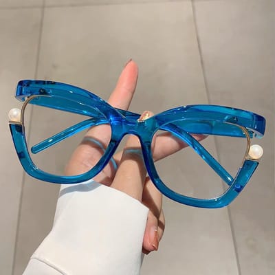 Monture de lunettes œil de chat perle arc-en-ciel vintage pour femme Lunettes de créateur de luxe Montures optiques tendance Mode féminine