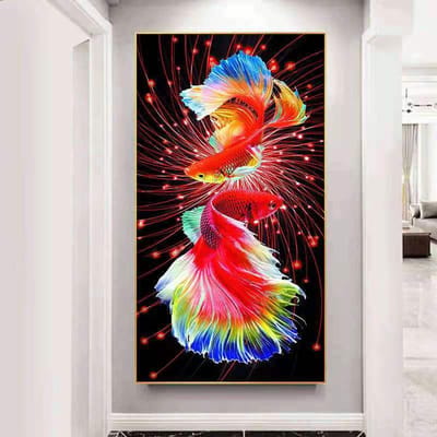 Diamant schilderij set/DIY diamant set voor kinderen/diamant schilderij vol diamanten/volwassen DIY diamant set/mozaïek schilderij - Kleurrijke Koi 50*90CM