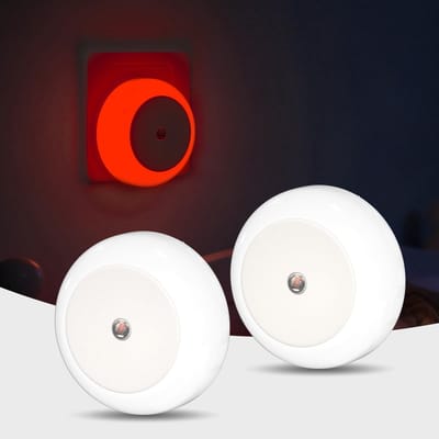 625nm Rood Nachtlampje voor in de Muur, met Schemersensor Auto On/Off, 2-Pack Zacht Rood Nachtlampje voor Babykamer, Slaapkamer, Kinderkamer, Keuken, Badkamer, Gang