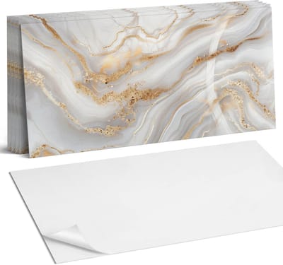 Coloray Plaktegels - Abstracte golven met details Wandtegel Zelfklevend - 60 cm x 30 cm - Romig Plaktegels - 6 stuks - Rechthoek PVC Tegels - Plaktegels Keuken - Zelfklevende Vloertegels Badkamer - Vinyltegels Vloer Zelfklevend - Portugese Tegels