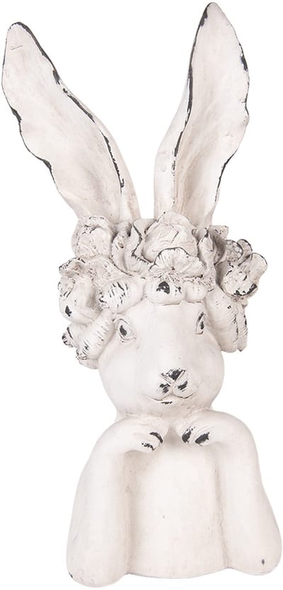 Clayre & Eef Decoratie Beeld Konijn 21x17x45 cm Wit Kunststof