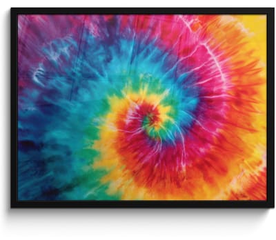 Poster in lijst - Fotolijst 80x60 cm - Posters - Regenboog - Tie dye - Kleurrijk - Blauw - Posterlijst zwart - Decoratie - Wanddecoratie woonkamer - Muurdecoratie slaapkamer