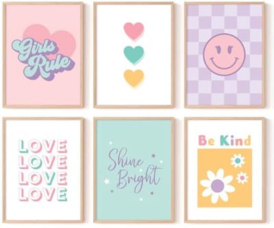 Roze Canvas Muurkunst voor Meisjeskamer - Kleurrijke Prints voor Kinder- en Tienerkamers