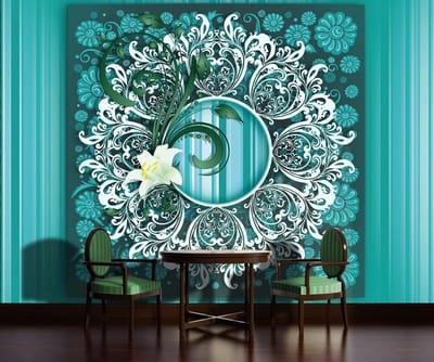 Vintage Pattern Turquoise Photo Wallcovering