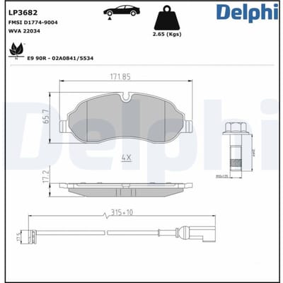 Remblokset DELPHI LP3682, voor