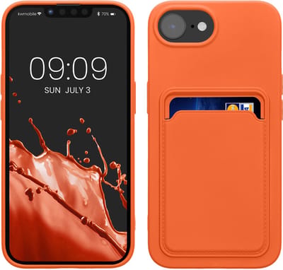 kwmobile telefoonhoesje geschikt voor Apple iPhone 17e / iPhone 16e - Hoesje met pasjeshouder - TPU case in oranje