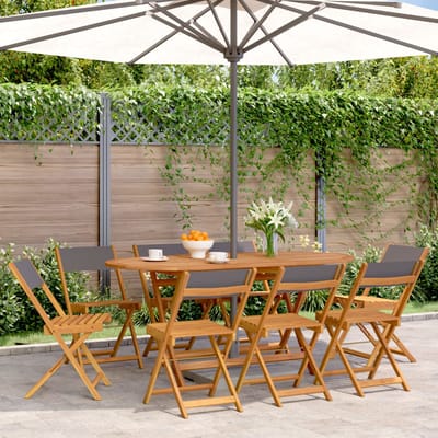 vidaXL - Opklapbare - stoelen, - 8 - stuks, - antracietkleurige - stof - en - massief - hout.