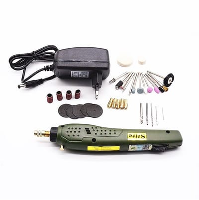 100-240V Elektrische Minislijper – Roterend Boor- en Slijpgereedschap voor Frezen, Polijsten, Boren, Snijden en Graveren (Complete Set)