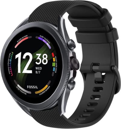 Strap-it Luxe siliconen bandje - geschikt voor Fossil Gen 5 / Gen 5e 44mm / Gen 6 44mm - zwart