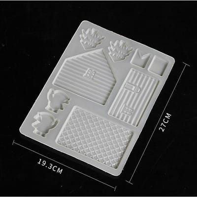 3D Huisdeur DIY Siliconen Fondant Mal Taartdecoratie Chocolade Uitsteker Mal gray