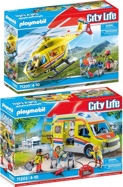 2-delige set Ambulance + Reddingshelikopter