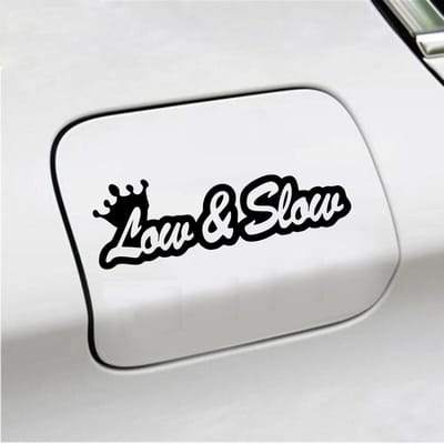 Bumpersticker - Low & Slow - 4,8 X 14,8 - Zwart
