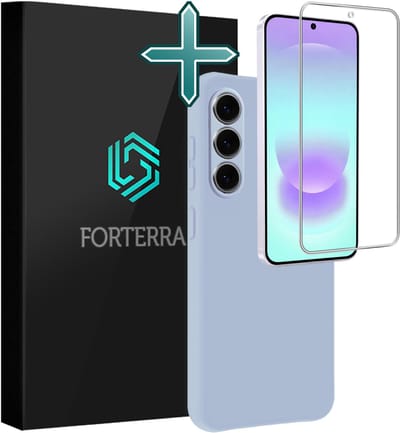 Hoesje Met Screenprotector - Geschikt voor Samsung Galaxy A37 - Sterk & Shockproof - Telefoon Hoes - Back Cover - Siliconen Case - Lichtblauw