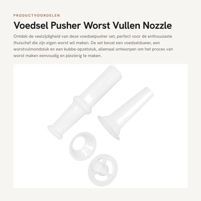 Dailygoods- Worst Vul Nozzle - Voedselduwer - Kubbe Opzetstuk - Vleesmolen Accessoire - ABS Kunststof - Eenvoudig te Reinigen - Worstmaker