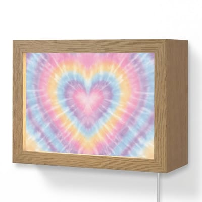 Wandlamp 20x15 cm - Oplaadbaar - Hartvorm - Pastelkleuren - Tie Dye - Wandlampen binnen woonkamer - Slaapkamer lamp met kabel - Decoratieve nachtlamp - Vloerlamp snoer