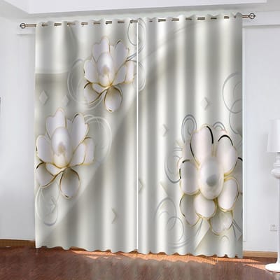 Prachtige Bloemenserie Deluxe Woonkamer Slaapkamer Huisdecoratie Verduisteringsgordijn 2 Stuks met Haakperforatie 170W200H(CM)67x79in&Grommet Top