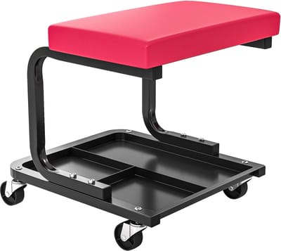 Killogood Draagbare gereedschapskruk - draagvermogen 135 kg - met zwenkwielen - afmetingen: 36,5 x 33,5 x 35 cm - rood.