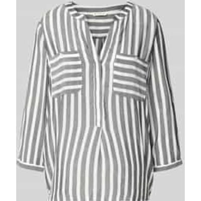 Tom Tailor - Blouse met streepmotief - Maat 36 - offwhite navy vertical stripe