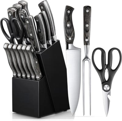 DailySupplies® Messenset met Blok - Messensets met Messenblok - Koksmes - Keukenmessen Set - Super Scherp - Zwart