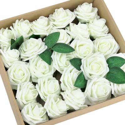 Dailygoody - PE Foam Kunstrozen - DIY Bruiloft Decoraties - Wit - Bruidsboeketten - Kunstmatige Bloemen - 25 Stuks