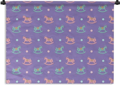 Wandkleed - Wanddoek - Hobbelpaard - Patronen - Geboorte - 120x90 cm - Wandtapijt