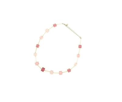 Behave - Dames Blokjes Ketting Roze Kralen - Mode Statement Ketting - Nikkelvrij