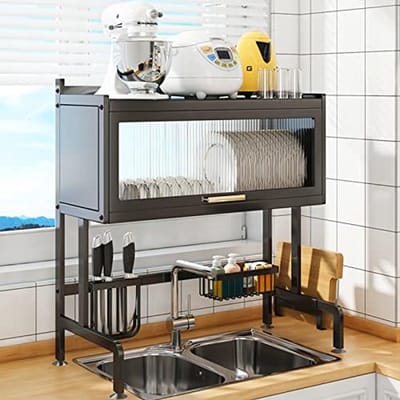 Uitschuifbaar Abtropfrek voor de Spoelbak – RVS Keuken Afwasrek Over de Spoelbak – Multifunctioneel Droogrek voor Borden, Bestek & Keukengerei – Ruimtebesparende Keuken Organizer