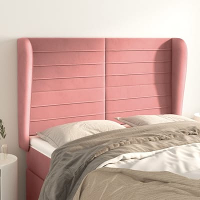 vidaXL - Hoofdbord - met - randen - 147x23x118/128 - cm - fluweel - roze