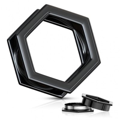 Screw-fit tunnel moer 14 mm - zwart - LMPiercings