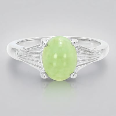 Cavill - Zilveren Ring - 925 Sterling Zilver - Keizerlijk Chrysopraas 1,41 ct Ovaal Cabochon - Elegant Tijdloos Design - Maat 17