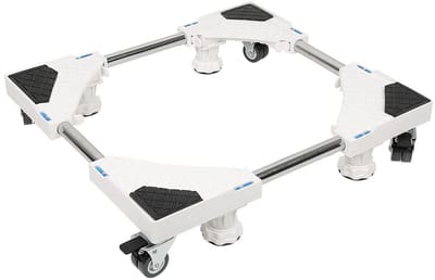 Linkforu - Verstelbare Wasmachine Verhoger - Verrijdbare Onderwagen - Anti Vibratie - 47-69 CM – Wit