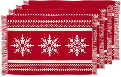 Placemat Set - Tafeldecoratie - Gezellig Tafelen - Jacquard Sneeuwvlok - 4-delig - Nordic