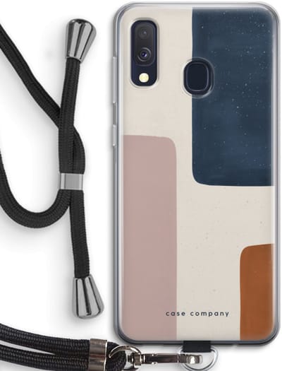 Case Company® - Hoesje met koord geschikt voor Samsung Galaxy A40 hoesje met Koord - Geo #5 - Telefoonhoesje met Zwart Koord - Bescherming aan alle Kanten en Over de Schermrand