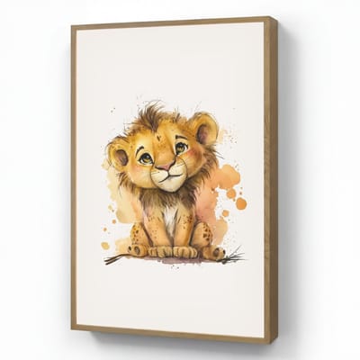 Wandlamp 70x100 cm - Oplaadbaar - Leeuw - Waterverf - Bruin - Dieren - Meisjes - Jongens - Wandlampen binnen woonkamer - Slaapkamer lamp - Decoratieve nachtlamp - Vloerlamp draadloos